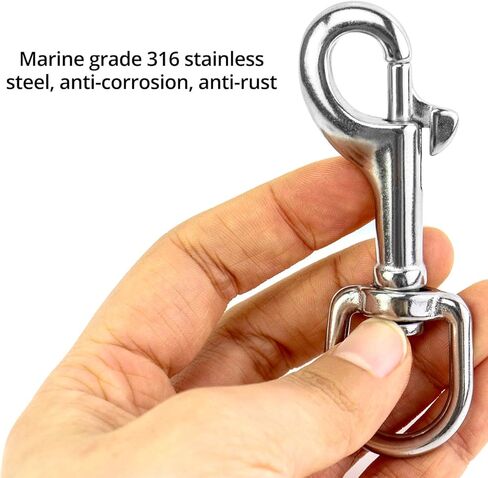 كيو وورك خطاف كبس دوار 3-1/2 انش، قطعتان، مشابك زناد واحدة من الستانلس ستيل 316 للغوص/سلسلة الحيوانات الاليفة/سلسلة المفاتيح/العلم/حبل الملابس in Kuwait