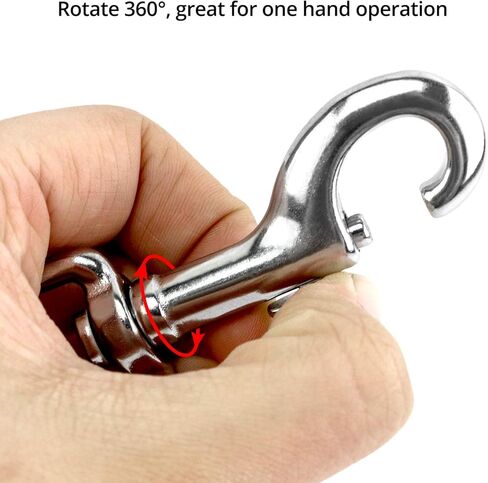 كيو وورك خطاف كبس دوار 3-1/2 انش، قطعتان، مشابك زناد واحدة من الستانلس ستيل 316 للغوص/سلسلة الحيوانات الاليفة/سلسلة المفاتيح/العلم/حبل الملابس in Kuwait