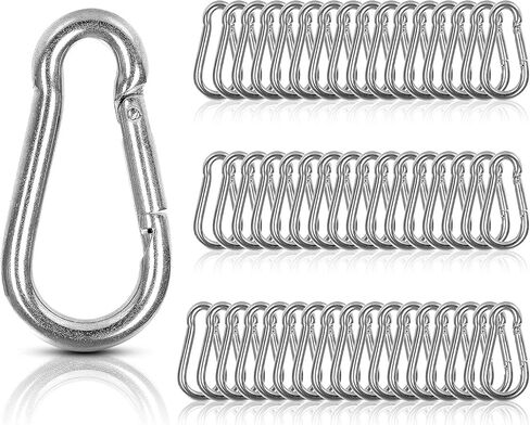 50 PCS Spring Snap Carabiner, Small Carabiner Clip, M5 x 2 Inch Snap Hooks Heavy Duty Carabiner Clips Bulk Hook Keychain for Outdoor Camping, Hiking, Traveling, Backpack, Keychain, Dog Leash in Kuwait