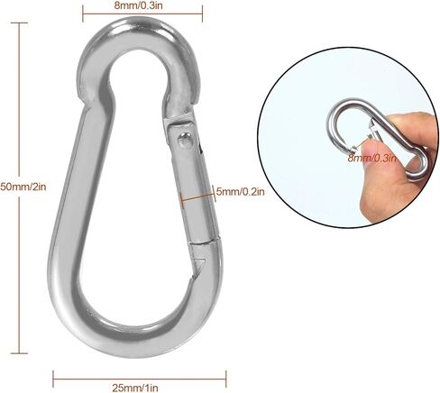 50 PCS Spring Snap Carabiner, Small Carabiner Clip, M5 x 2 Inch Snap Hooks Heavy Duty Carabiner Clips Bulk Hook Keychain for Outdoor Camping, Hiking, Traveling, Backpack, Keychain, Dog Leash in Kuwait