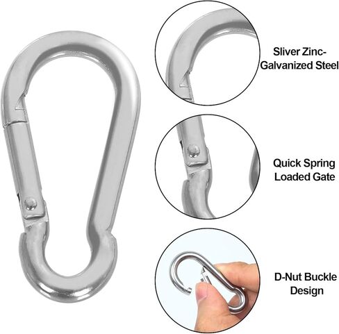 50 PCS Spring Snap Carabiner, Small Carabiner Clip, M5 x 2 Inch Snap Hooks Heavy Duty Carabiner Clips Bulk Hook Keychain for Outdoor Camping, Hiking, Traveling, Backpack, Keychain, Dog Leash in Kuwait