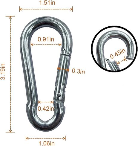 60 قطعة M8*3-1/8" خطافات زنبركية من الفولاذ المجلفن للتوصيلات الثقيلة يمكن استخدامها لتوصيل الأراجيح وسلاسل المفاتيح وخيام التخييم في الهواء الطلق. يمكن توصيلها لتشكيل سلسلة طويلة in Kuwait