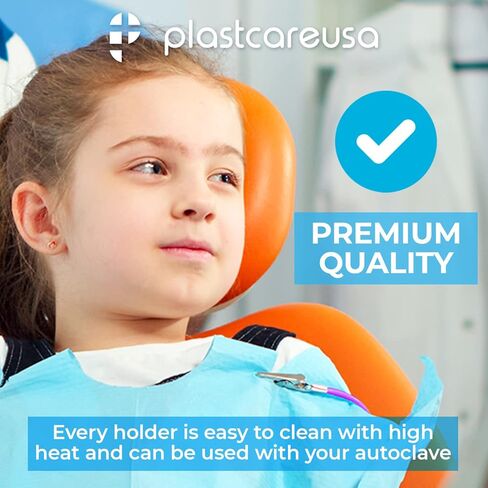 10 Pack Dental Bib Clips - Clamp Holders for Dental Bibs or Napkins - Disposable Silicone Chain and Clip Bib Holder - Blue, Green, Pink, Purple, Orange (2 of Each Color) in Kuwait