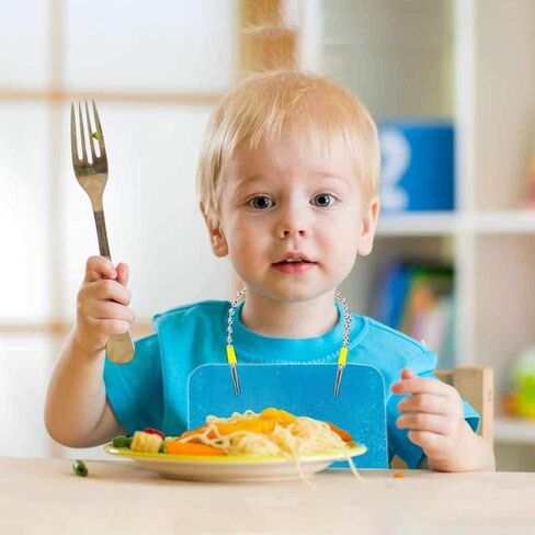 مشابك حامل مرايل لمنديل الأسنان من داينوالز، سلسلة صدرية معدنية مرنة لمريلات/غطاء الوجه/الأطفال البالغين وكبار السن، شريط قناع، حزام الرقبة، 4 مشابك حامل مريلة الأسنان in Kuwait