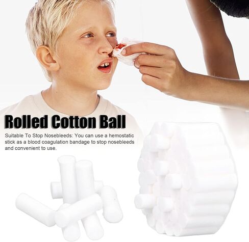 Luqeeg Nasal Nose Stopper - Dental Cotton Rolls - 100% High Absorbent Rolled Cotton for Mouth and Nose - 100 Pack in Kuwait
