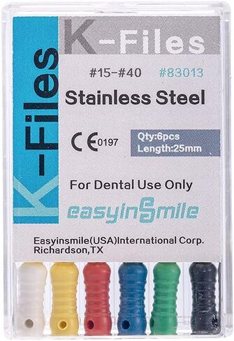 Easyinsmile Dental Endo Hand Use K-Files 25MM اللبية من الفولاذ المقاوم للصدأ (15-40#) in Kuwait