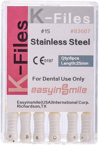 Easyinsmile Dental Endo Hand Use K-Files 25MM اللبية من الفولاذ المقاوم للصدأ (15-40#) in Kuwait
