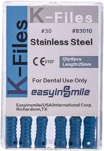 Easyinsmile Dental Endo Hand Use K-Files 25MM اللبية من الفولاذ المقاوم للصدأ (15-40#) in Kuwait