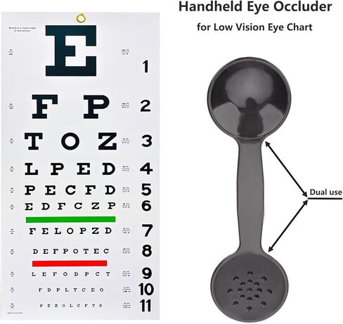 Snellen Eye Chart Pocket Eye Exam Kit with Cute Eye Occluders 20 Feet Optical Eye Test Reusable Wooden Frame Canvas Eye Chart for Kids and Adults in Kuwait