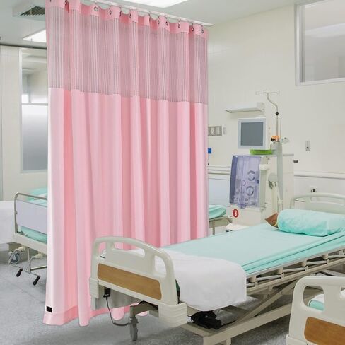 Inherent Flame Retardant Medical Privacy Grommet Hospital Curtains, Cubicle Curtains for Hospital, Lab,Clinic, School Nursery, (1 Panel, Pink, 9x8ft) in Kuwait