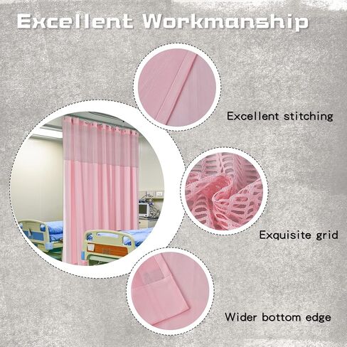 Inherent Flame Retardant Medical Privacy Grommet Hospital Curtains, Cubicle Curtains for Hospital, Lab,Clinic, School Nursery, (1 Panel, Pink, 9x8ft) in Kuwait