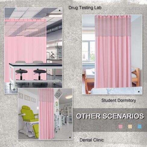 Inherent Flame Retardant Medical Privacy Grommet Hospital Curtains, Cubicle Curtains for Hospital, Lab,Clinic, School Nursery, (1 Panel, Pink, 9x8ft) in Kuwait