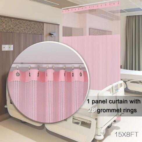 Inherent Flame Retardant Medical Privacy Grommet Hospital Curtains, Cubicle Curtains for Hospital, Lab,Clinic, School Nursery, (1 Panel, Pink, 9x8ft) in Kuwait