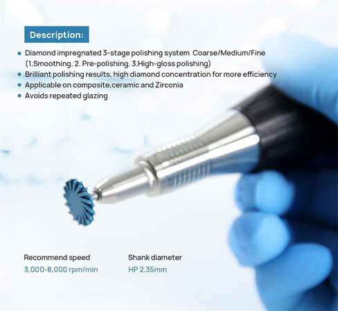 طقم أقراص من الراتنج المطاطي المطاطي لتلميع الأسنان عجلة حلزونية مرنة لتلميع الماس نظام RA قرص عدة عرقوب قطر 2.35 مم 6 قطع لكل صندوق in Kuwait