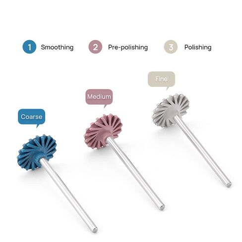 طقم أقراص من الراتنج المطاطي المطاطي لتلميع الأسنان عجلة حلزونية مرنة لتلميع الماس نظام RA قرص عدة عرقوب قطر 2.35 مم 6 قطع لكل صندوق in Kuwait