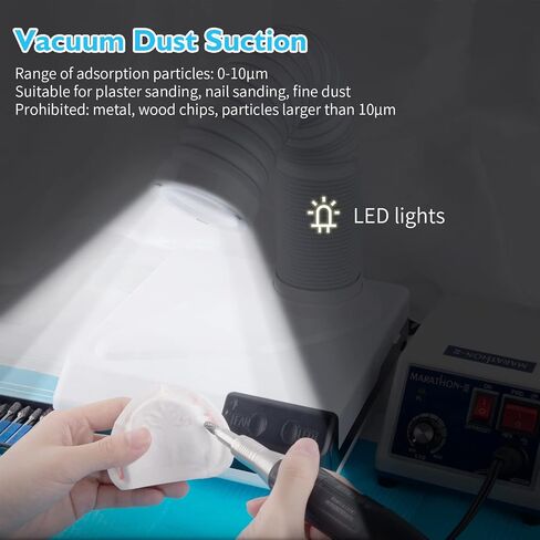 ANNWAH Nail Dust Collector - Dental Model Polishing Dust Suction Extractor with Fan and LED Dual Function for Nail Grinding Polishing in Kuwait