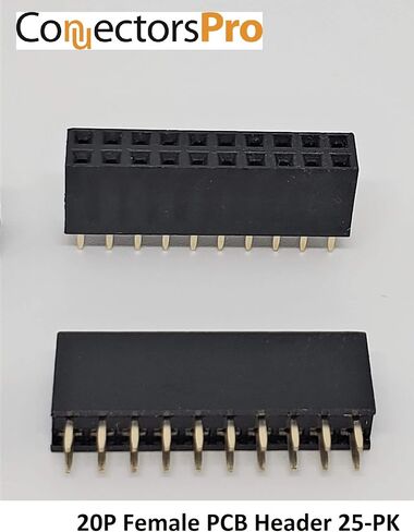 25-Pack 4P 2.54mm 0.1" Pitch PCB Female Pin Headers 2x2 Dual Rows 4 Pins Female Sockets to Male Straight PCB DIP, Double Rows PC Board Through-Board Strip (2X2-4P-25PK) in Kuwait