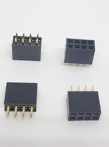 25-Pack 4P 2.54mm 0.1" Pitch PCB Female Pin Headers 2x2 Dual Rows 4 Pins Female Sockets to Male Straight PCB DIP, Double Rows PC Board Through-Board Strip (2X2-4P-25PK) in Kuwait