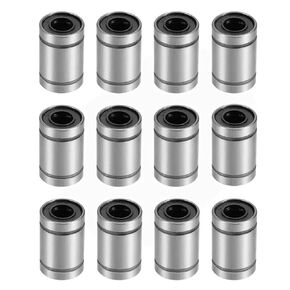 Linear Ball Bearings, LM8UU 8mm Linear Motion Bushing Double Side Rubber Sealed Rod Liner Shaft Parts for CNC Machine 3D Printer 12 Pack