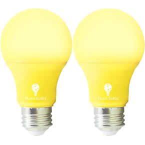 Bluex Bulbs 2 Pack BlueX LED A19 Yellow Light Bulb - 9W (60Watt Equivalent) - E26 Base LED Bulb, Party Decoration, Porch, Home Lighting, Holiday Lighting, Decorative Illumination in Saudi Arabia