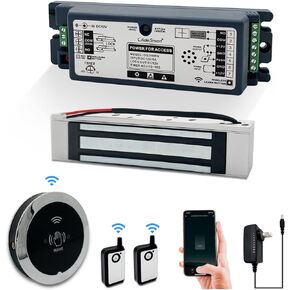 WiFi Access Control 400lb Holding Force Electic Magnetic Door Lock System Kit with Remote and Smartphone app Control, paired with Wireless Metal Touchless Round Switch (Electric Magnetic Lock kit) in Kuwait