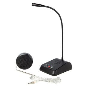 مكبر صوت Ycall Window Intercom ثنائي الاتجاه، ميكروفون اتصال داخلي يتحدث من خلال نافذة زجاجية للبنك/المكتب/المستشفى، وظيفة كتم الصوت مضادة للتداخل، صراف داخلي 3.5 مم جاك معدني كامل أسود in Kuwait