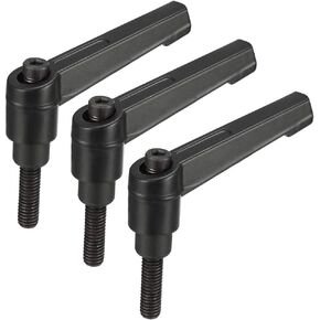 uxcell M6 x 20mm Handle Adjustable Clamping Lever Thread Push Button Ratchet Male Threaded Stud Knobs Locking Rotating Screw Handles Quick Release Bolt Black 3pcs