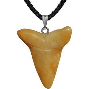 سلسلة باور باك - 40 مم على شكل ميجالودون أبيض رائع - افينتورين ، أصفر - حبل قابل للتعديل - أسود، ستانلس ستيل، افينتورين, ستانلس ستيل, افينتورين in Kuwait