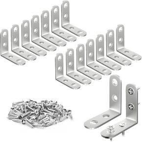 دعامة زاوية من الفولاذ المقاوم للصدأ من Blingstar L 16 قطعة مقاس 1.57 × 1.57 بوصة دعامة زاوية يمين مشتركة 90 درجة قفل زاوية للأثاث الخشبي كرسي درج خزانة إطار السرير، مع 64 قطعة براغي، أسود in Kuwait