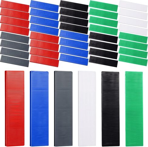 120 قطعة من الحشوات البلاستيكية المسطحة للبلاط الهيكلي حشوات بلاستيكية للتسوية، 3/64، 5/64، 1/8، 5/32، 3/16، 1/4، أخضر، أسود، أبيض، رمادي، أزرق، أحمر in Kuwait