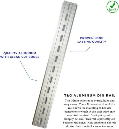 T&G 3 Pieces DIN Rail Slotted Aluminum RoHS 12" Inches Long 35mm Wide 7.5mm High in Saudi Arabia