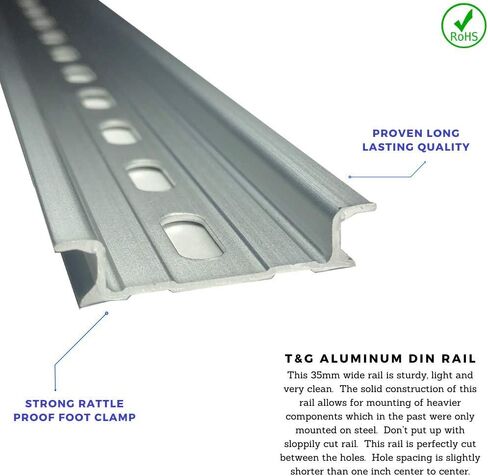 T&G 3 Pieces DIN Rail Slotted Aluminum RoHS 12" Inches Long 35mm Wide 7.5mm High in Saudi Arabia