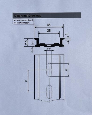 T&G 3 Pieces DIN Rail Slotted Aluminum RoHS 12" Inches Long 35mm Wide 7.5mm High in Saudi Arabia