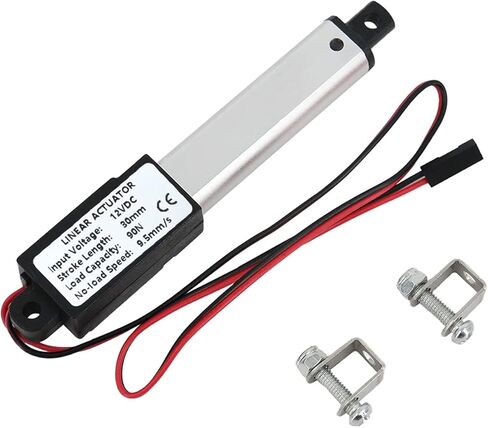 المحرك الخطي الكهربائي الصغير Erfo، 12 فولت 1.2 بوصة، 90 نيوتن/20.3 رطل، السرعة 9.5 مم/الثانية، مشغل الحركة الكهربائية الصغيرة، المحرك الخطي الصغير 12 فولت تيار مستمر مع دعامات تثبيت in Kuwait