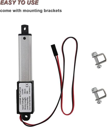 المحرك الخطي الكهربائي الصغير Erfo، 12 فولت 1.2 بوصة، 90 نيوتن/20.3 رطل، السرعة 9.5 مم/الثانية، مشغل الحركة الكهربائية الصغيرة، المحرك الخطي الصغير 12 فولت تيار مستمر مع دعامات تثبيت in Kuwait