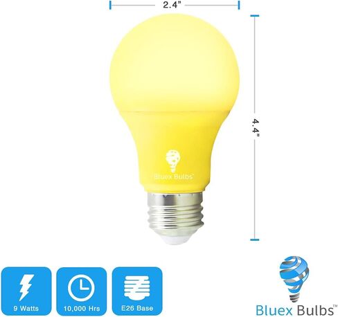 Bluex Bulbs 2 Pack BlueX LED A19 Yellow Light Bulb - 9W (60Watt Equivalent) - E26 Base LED Bulb, Party Decoration, Porch, Home Lighting, Holiday Lighting, Decorative Illumination in Saudi Arabia