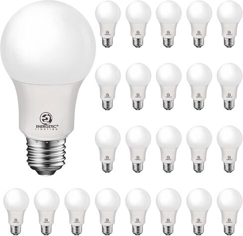 لمبة إضاءة LED A19 حيوية 24 حزمة، ما يعادل 60 وات، ضوء النهار 5000 كلفن، قاعدة متوسطة E26، لمبة إضاءة LED غير قابلة للتعتيم، مدرجة في قائمة UL in Kuwait