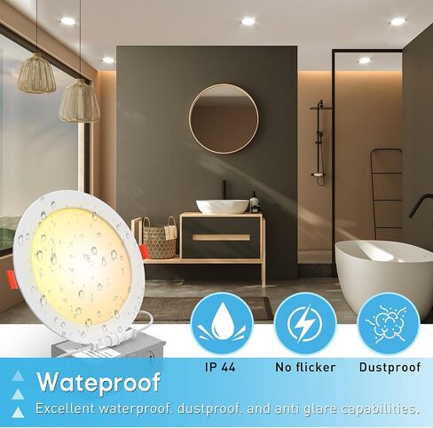 TRAMSMART 6 عبوات من مصابيح السقف LED مقاس 6 بوصات، رفيعة للغاية وقابلة للتعتيم 2700K/3000K/3500K/4000/5000K، سطوع 12W Eqv 110W 1100LM، إضاءة سفلية من الرقاقة غير القابلة للضوء - ETL&FCC in Kuwait