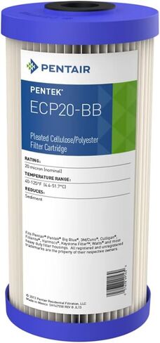 Pentair Pentek ECP5-BB Big Blue Sediment Water Filter, 10-Inch, Whole House Heavy Duty Pleated Cellulose Polyester Replacement Cartridge, 10" x 4.5", White End-Cap, 5 Micron in Kuwait