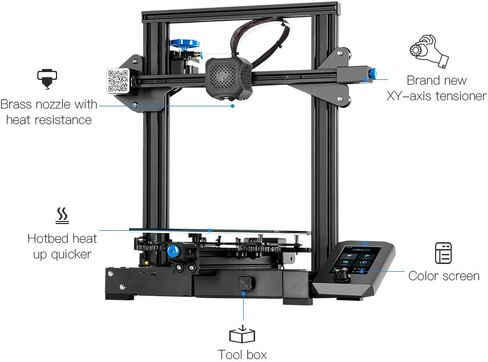 Comgrow Creality Ender 3 V2 3D تصميم مدمج مع اللوحة الأم الصامتة مينويل إمدادات الطاقة ومنصة زجاجية، 78x779x99 بوصة in Kuwait