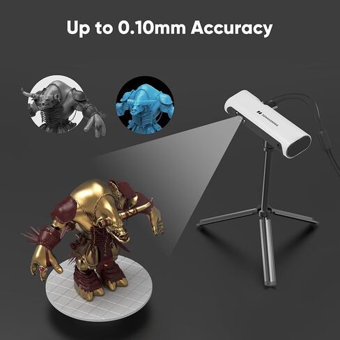 3DMakerpro Lynx 3D Scanner دقة 0.1 مم، سرعة مسح سريعة 10 إطارات في الثانية مع نطاق مسح ذكي واسع النطاق، برنامج مسح ثلاثي الأبعاد مجاني، دعم فحص الجسم وإعادة بناء السيارة - مجموعة متميزة in Kuwait