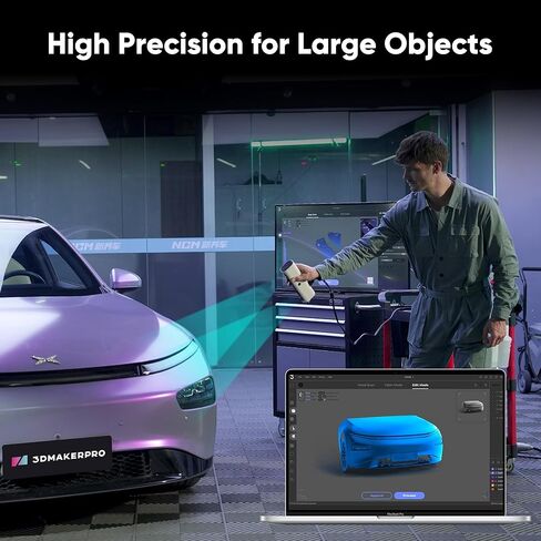 3DMakerpro Lynx 3D Scanner دقة 0.1 مم، سرعة مسح سريعة 10 إطارات في الثانية مع نطاق مسح ذكي واسع النطاق، برنامج مسح ثلاثي الأبعاد مجاني، دعم فحص الجسم وإعادة بناء السيارة - مجموعة متميزة in Kuwait