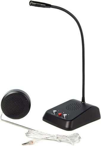 مكبر صوت Ycall Window Intercom ثنائي الاتجاه، ميكروفون اتصال داخلي يتحدث من خلال نافذة زجاجية للبنك/المكتب/المستشفى، وظيفة كتم الصوت مضادة للتداخل، صراف داخلي 3.5 مم جاك معدني كامل أسود in Kuwait