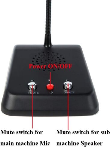 مكبر صوت Ycall Window Intercom ثنائي الاتجاه، ميكروفون اتصال داخلي يتحدث من خلال نافذة زجاجية للبنك/المكتب/المستشفى، وظيفة كتم الصوت مضادة للتداخل، صراف داخلي 3.5 مم جاك معدني كامل أسود in Kuwait