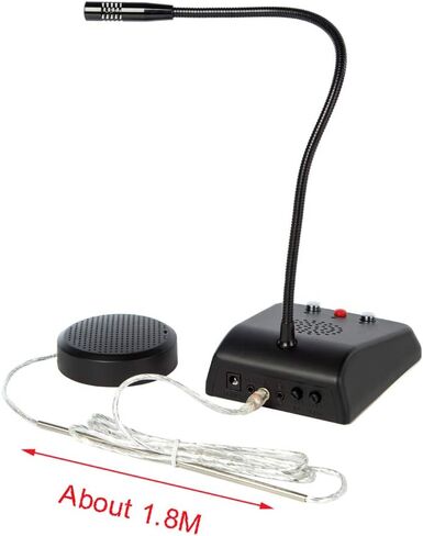 مكبر صوت Ycall Window Intercom ثنائي الاتجاه، ميكروفون اتصال داخلي يتحدث من خلال نافذة زجاجية للبنك/المكتب/المستشفى، وظيفة كتم الصوت مضادة للتداخل، صراف داخلي 3.5 مم جاك معدني كامل أسود in Kuwait