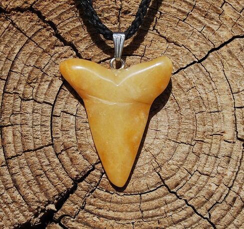 سلسلة باور باك - 40 مم على شكل ميجالودون أبيض رائع - افينتورين ، أصفر - حبل قابل للتعديل - أسود، ستانلس ستيل، افينتورين, ستانلس ستيل, افينتورين in Kuwait