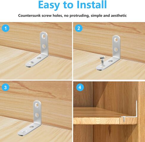 Blingstar L Bracket Stainless Steel Corner Brace 16 Pcs 1.57x1.57 Inch Joint Right Angle Bracket 90 Degree Corner Fastener for Wood Furniture Bedframe Cabinet Drawer Chair, with 64 Pcs Screws, Black in Kuwait