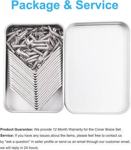 Blingstar L Bracket Stainless Steel Corner Brace 16 Pcs 1.57x1.57 Inch Joint Right Angle Bracket 90 Degree Corner Fastener for Wood Furniture Bedframe Cabinet Drawer Chair, with 64 Pcs Screws, Black in Kuwait