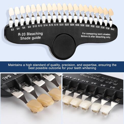 Healthible Dental Shade Guide Professional 3D R-20 Tooth Whitening Shade Chart with 20 Colors Teeth Shade Guide with Mirror in Saudi Arabia