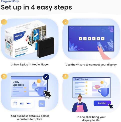 Mandoe Premium Digital Signage Player: Unleash Your Business Advertising and Marketing Power with Easy-to-Use Creation and Management Software. in Saudi Arabia